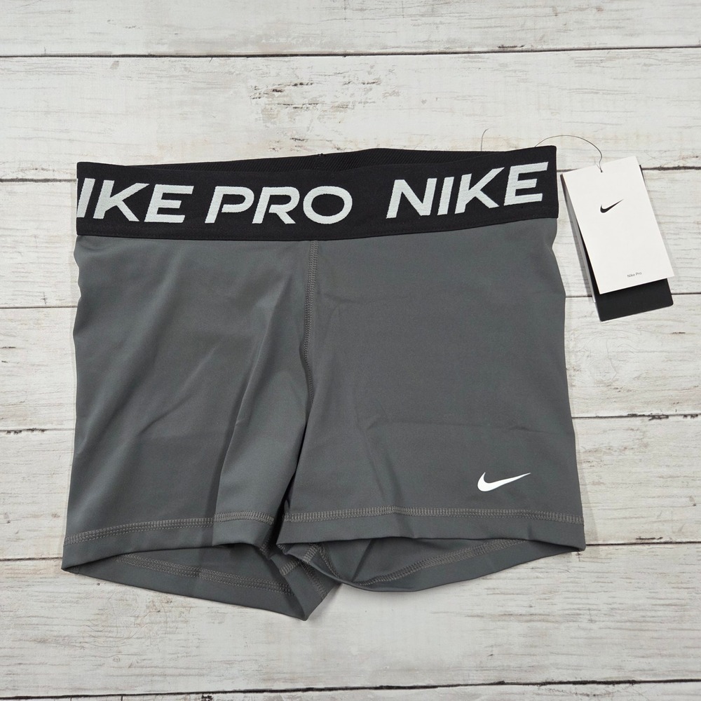Nike Shorts Womens Medium Grey Pro Dri-FIT 3" Training CZ9857-068 Compression